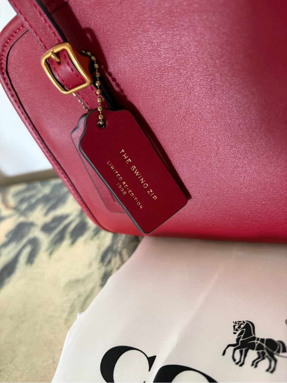 Coach Ruby Red Swing Zip Leather Satchel Bag - Picture 2 of 8